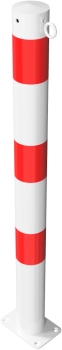 Stahl-Sperrpfosten Ø 76 mm für Dübelbefestigung, weiß/rot