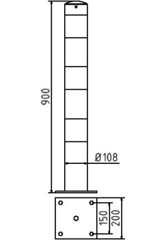 Absperrpfosten Ø 108 mm zum Aufdübeln, Skizze