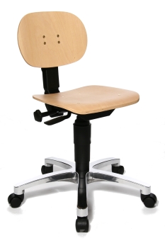 Arbeitsstuhl mit Holzsitz u. Aluminium-Fußkreuz von fintabo®