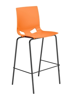 Barhocker mit Kunststoffsitzschale orange, Gestell schwarz