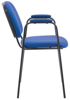 Konferenz.- Besucherstühle mit gepolsterten Armlehnen K2 Stoff blau, Gestell schwarz