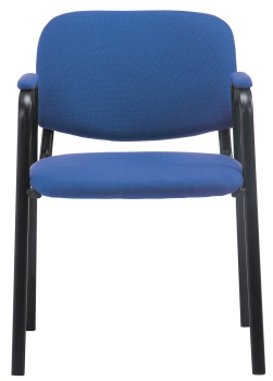 Konferenzstühle mit gepolsterten Armlehnen K2 Stoff blau, Gestell schwarz