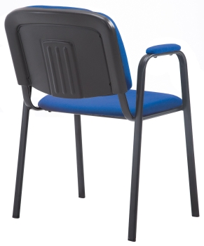 Besucherstühle mit gepolsterten Armlehnen (Kunststoffabdeckung hinten) K2 Stoff blau, Gestell schwarz