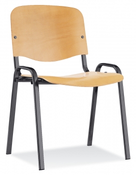 Besucherstühle mit Metallgestell schwarz und Holzsitz (Cillian H)