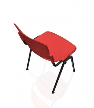 Besucherstühle John - Sitz u. Rückenlehnen aus Kunststoff, Kunststoff rot, Gesell schwarz (schräg oben)