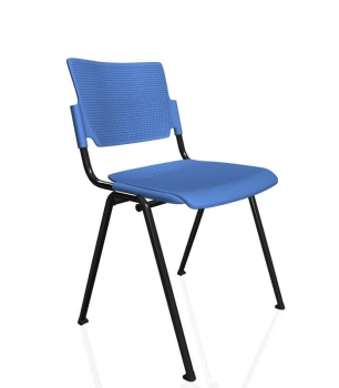 Besucherstühle John - Sitz u. Rückenlehnen aus Kunststoff, Kunststoff blau, Gesell schwarz