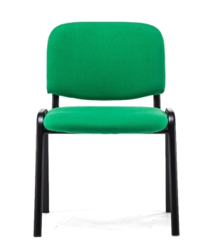 Stapelbare Besucherstühle K2 mit grünem Stoff u. schwarzem Gestell
