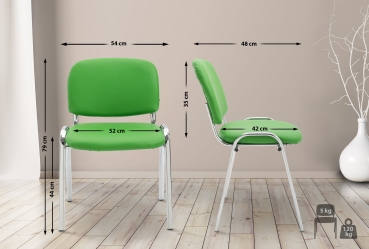Abmessungen: Besucherstühle (Kunstleder) in erfrischendem Grün - Stapelstühle K2C