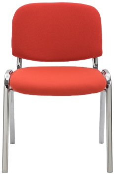 Konferenzstühle bis 120 kg belastbar: roter Stoff mit Gestell in Chromoptik