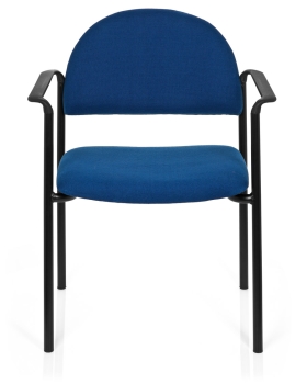 Blaue Besucherstühle gepolstert und mit Armlehne