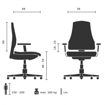 Bürostühle für Schwergewichtige Abmessungen