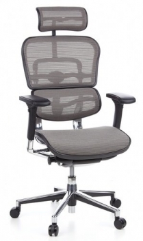 Bürostühle mit Netzrücken u. Kopfstütze grau