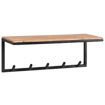 Wandgarderobe Akazie Massivholz Metall 70x27x30 cm