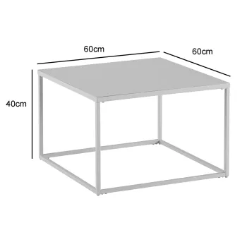 Gewicht: 7 kg - Abmessung: 70 x 70 x 8 cm - Farbe: Weiß - Details: Kompletter Tisch: lackierter Stahl
