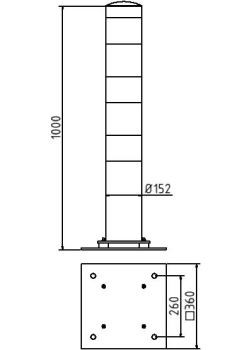 Elastischer Poller (Skizze) als Rammschutz Ø 152 mm