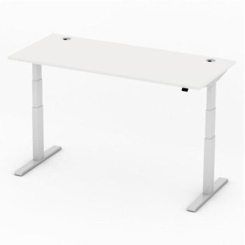 Elektrisch höhenverstellbarer Schreibtisch, 180 x 80 cm, Platte: weiß, Gestell: alusilber RAL 9006