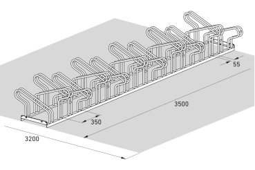 Boden-Fahrradständer (Skizze 2)mit 2 x 10 Einstellplätzen Typ FS210-20