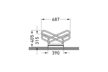 Boden-Fahrradständer (Skizze 1)mit 2 x 10 Einstellplätzen Typ FS210-20
