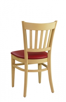 Gastronomiestühle - Radik Holzstühle mit Sitzpolster buche/natur D-99 (Rückansicht)