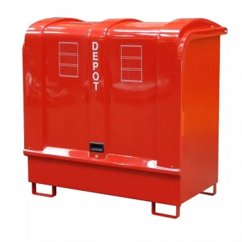 Gefahrstoffbox für Außenbereich mit GfK-Haube rot, Gefahrstoffstation rot