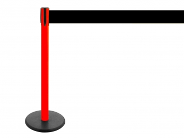 Gurtpfosten Absperrung mit extra breitem Gurt Farbe: rot/schwarz