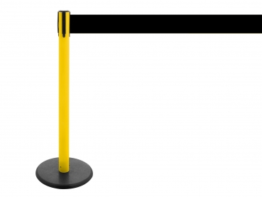 Gurtpfosten Absperrung mit extra breitem Gurt Farbe: gelb/schwarz