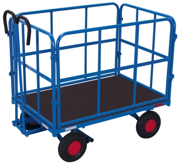 Handpritschenwagen mit 4 Gittern - 1140 x 740 mm - Luftreifen - 700 kg - blau