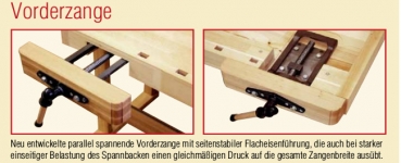 Hochwertige Hobelbank für Schreinerei - Profi Holzwerkbank Spannweite der Vorderzange 215 mm
