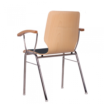 Moderne Holzschalenstühle mit Armlehnen u. Sitzpolster