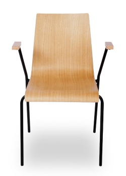 Komfortable Holzschalenstühle mit Armlehnen Typ TX - Besucherstühle natur, Gestell schwarz