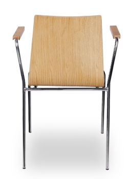 Rückansicht: Holzschalenstühle mit Armlehnen u. Chromgestell - XT Besucherstühle
