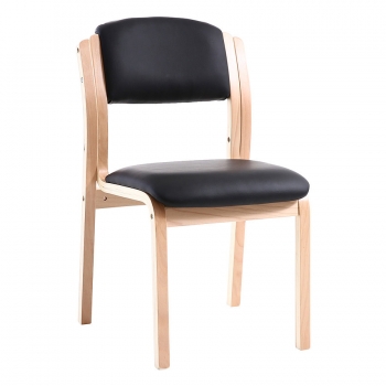 Holzstühle mit Kunstlederbezug - Besucherstühle Break ohne Armlehnen, Kunstleder schwarz