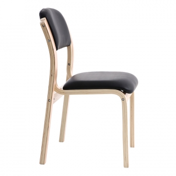 Holzstühle mit Kunstlederbezug - Besucherstühle Break ohne Armlehnen Kunstleder schwarz (Seite)