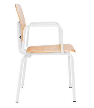 Stühle für schwergewichtige Menschen mit weißem Gestell und Armlehnen von der Seite