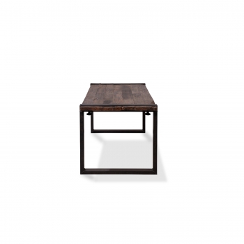 Holztisch mit Stahlgestell in rusikalem Look 220 x 80 cm (L x T) (Stirnseite)
