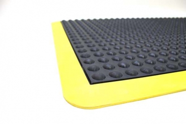 Industriematte (0,9 m x 1,2 m) Arbeitsplatzmatte mit gelben Sicherheitsstreifen