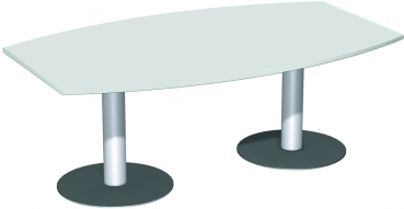 Konferenztisch auf zwei Säulenfüße lichtgrau