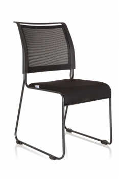 Stapelbare u. verbindbare Besucherstühle, Modell Präsent, Sitz schwarz