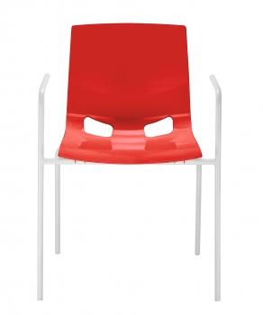 Kunststoffschalenstühle mit Armlehnen, Modell Event, rot (Frontaufnahme)