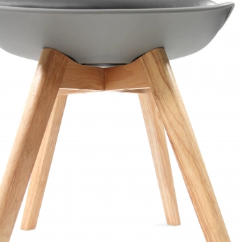 Kunststoffschalenstühle mit Massivholz-Stuhlbeinen (Kunststoffschale grau)