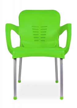 Grüne Kunststoffstühle mit Armlehnen, für Innen- u. Außenbereiche