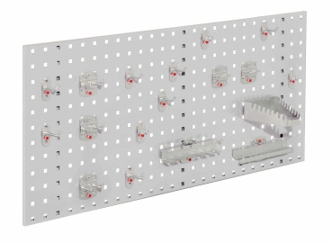 Lochplattenwand Set 1000 x 450 mm | System Typ 6 RAL 7035 lichtgrau
