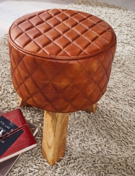 Hocker Leder 35x46x35 Braun Turnbock