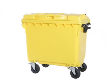 Müllcontainer gelb 660 Liter - Müllbehälter mit 4 Lenkrollen