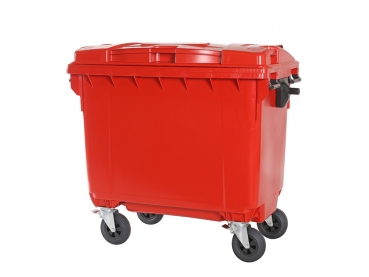 Müllcontainer rot 660 Liter - Müllbehälter mit 4 Lenkrollen
