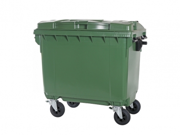 Müllcontainer grün 660 Liter - Müllbehälter mit 4 Lenkrollen