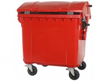 Abfallsammelbehälter 1100 Liter rot - Müllbehälter mit rundem Schiebedeckel