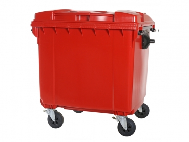 Großmüllbehälter 1100 Liter - Rollbarer Müllbehälter rot