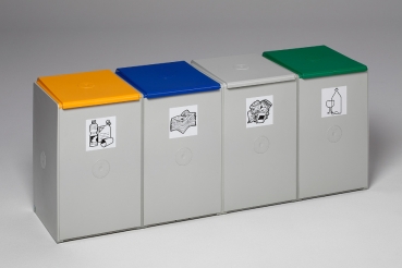 4 fach Mülltrennsystem mt farbigen Deckel (optional)