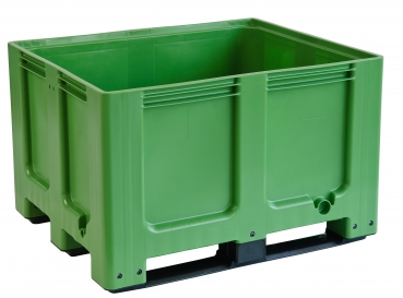 Stapelbare Palettenbox mit Kufen1200 x 1000 mm (L x B) Palettenbehälter grün